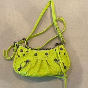 Authentic Balenciaga Le Cagole Chain Shoulder Bag XS/Mini Fluo Yello